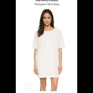 NWT Current Elliott eyelet Short sleeve dress SZ M White